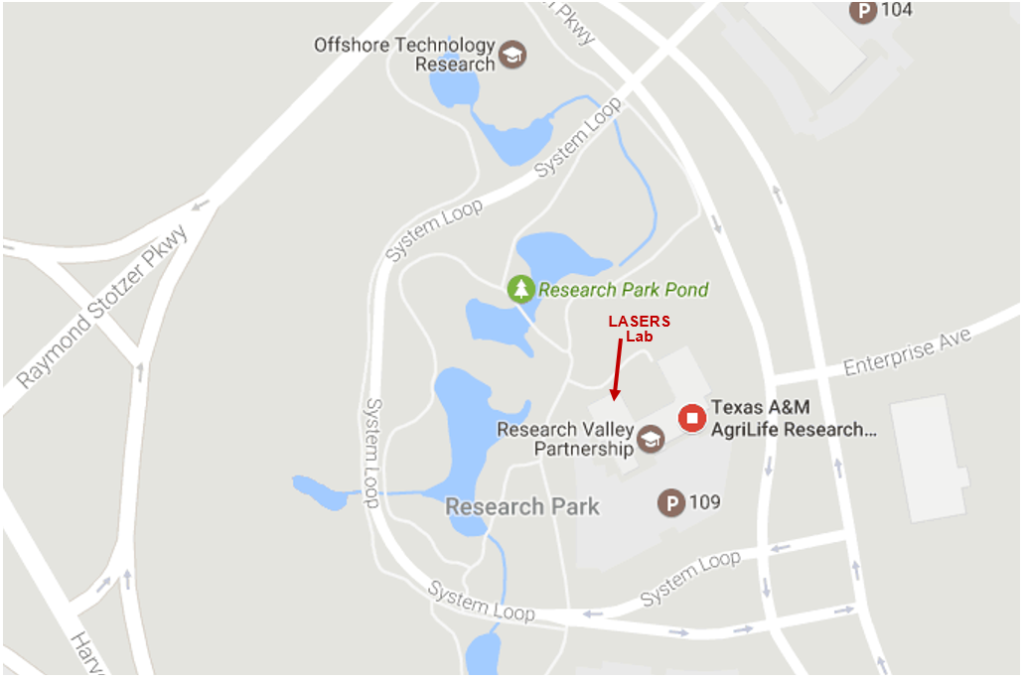 Map displaying location of LASERS Lab